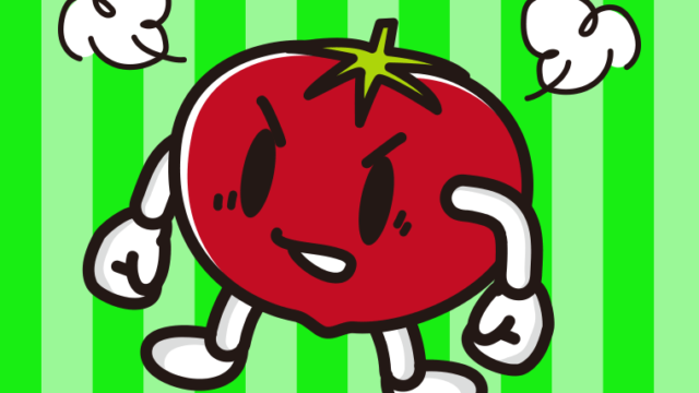 怒るトマトちゃんのイラスト【色、背景あり】PNG
