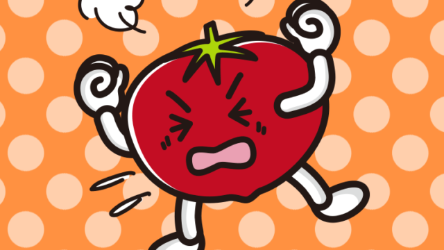カンカンに怒るトマトちゃんのイラスト【色、背景あり】PNG