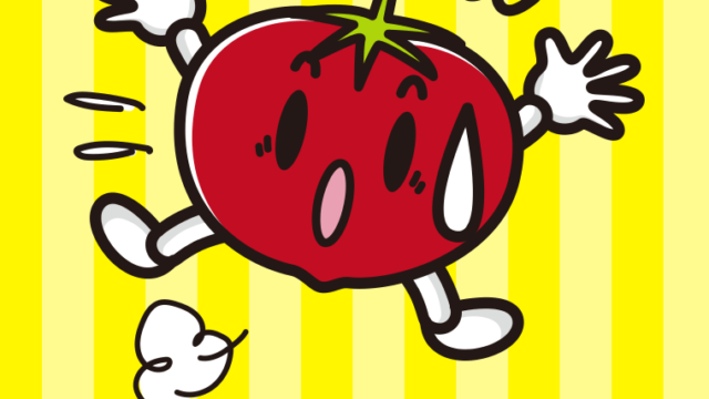 驚くトマトちゃんのイラスト【色、背景あり】PNG