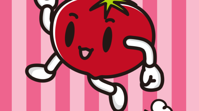 走るトマトちゃんのイラスト【色、背景あり】PNG