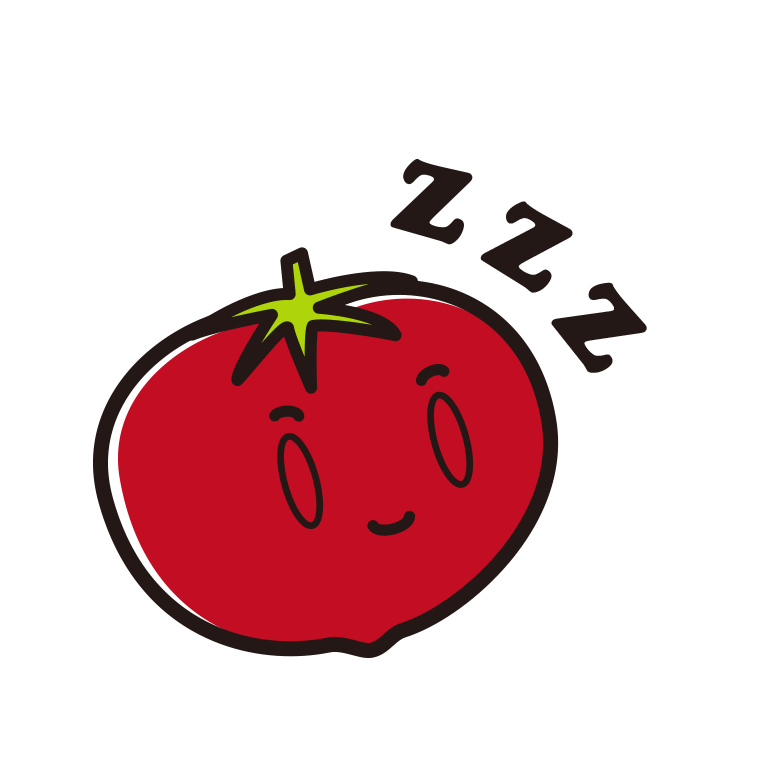 眠るトマトちゃんのイラスト【色あり、背景なし】透過PNG