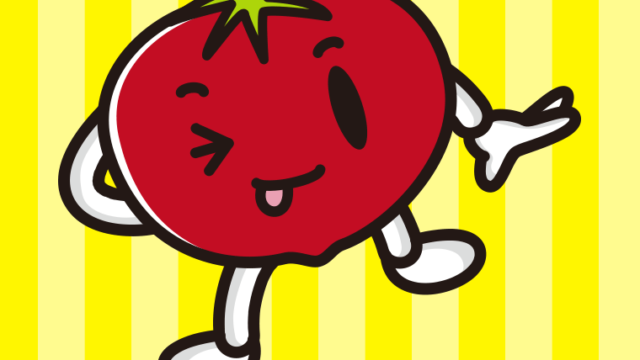 テヘヘなトマトちゃんのイラスト【色、背景あり】PNG