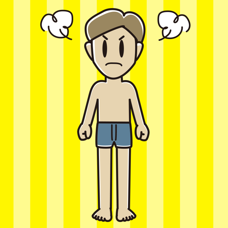 怒る下着姿の男性のイラスト【色、背景あり】PNG
