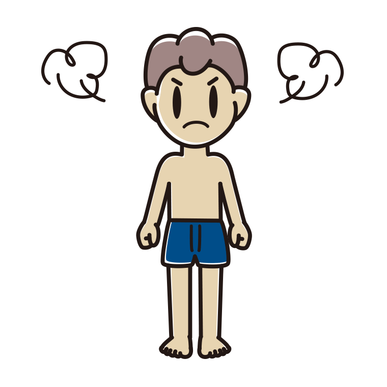 怒る下着姿の男子中学生のイラスト【色あり、背景なし】透過PNG