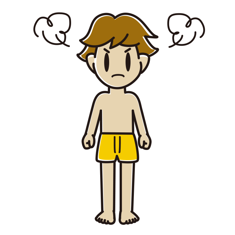 怒る下着姿の男子高校生のイラスト【色あり、背景なし】透過PNG