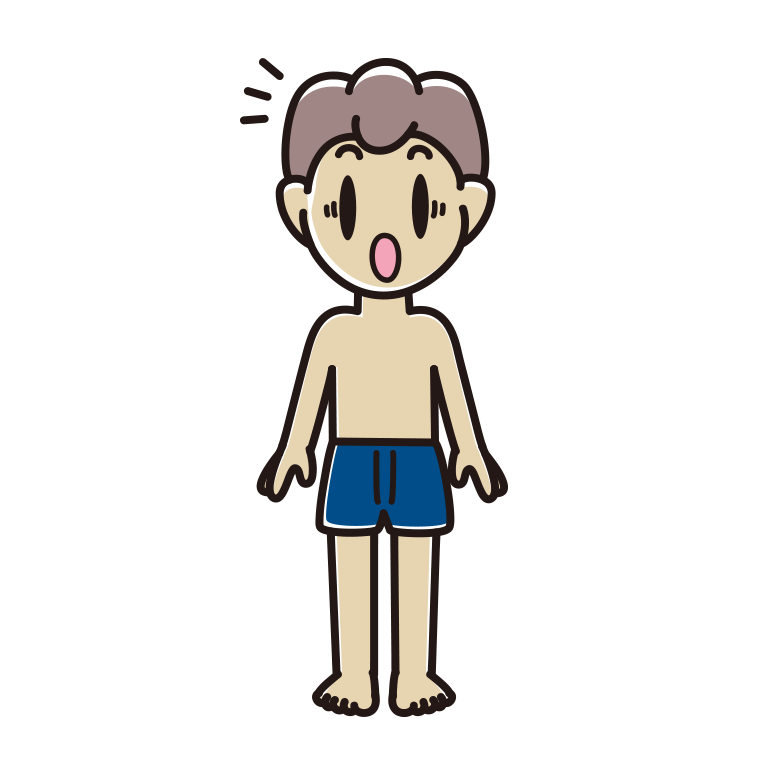 驚く下着姿の男子中学生のイラスト【色あり、背景なし】透過PNG