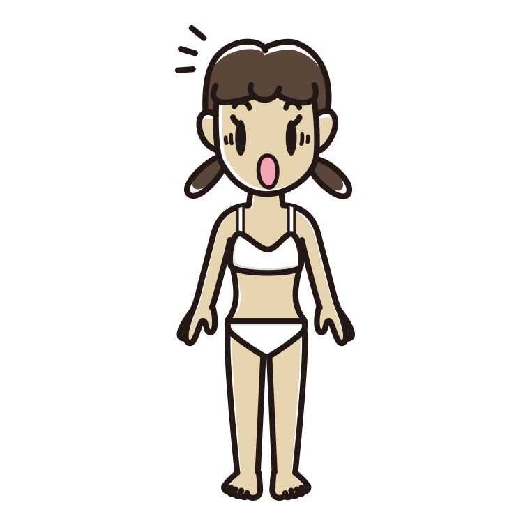 驚く下着姿の女子中学生のイラスト【色あり、背景なし】透過PNG