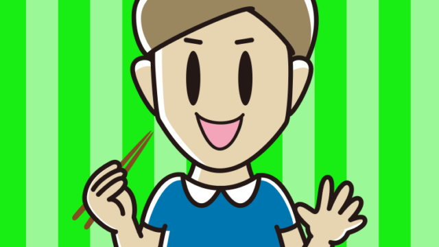 焼き鮭を食べる男性のイラスト【色、背景あり】PNG