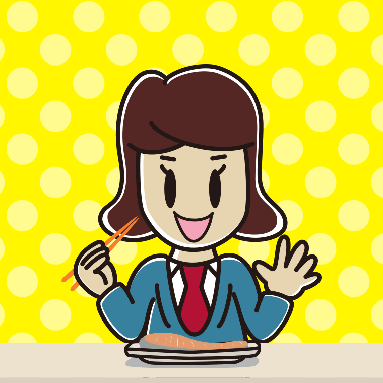 焼き鮭を食べる女子高校生のイラスト【色、背景あり】PNG