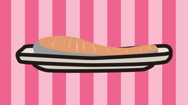 焼き鮭のイラスト【色、背景あり】PNG