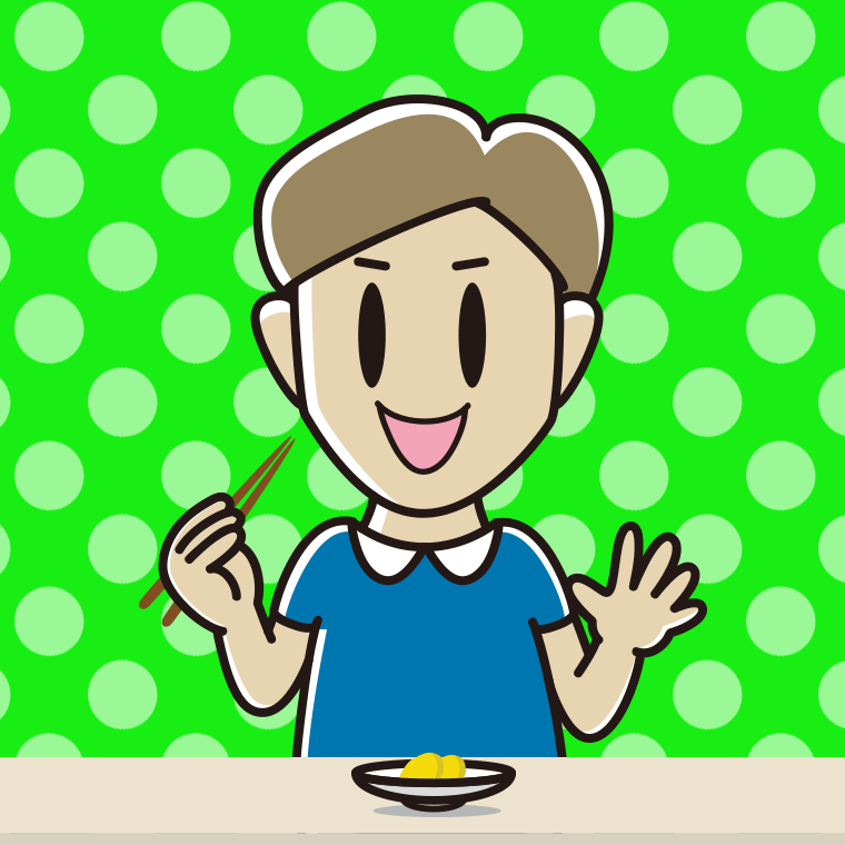 たくあんを食べる男性のイラスト【色、背景あり】PNG