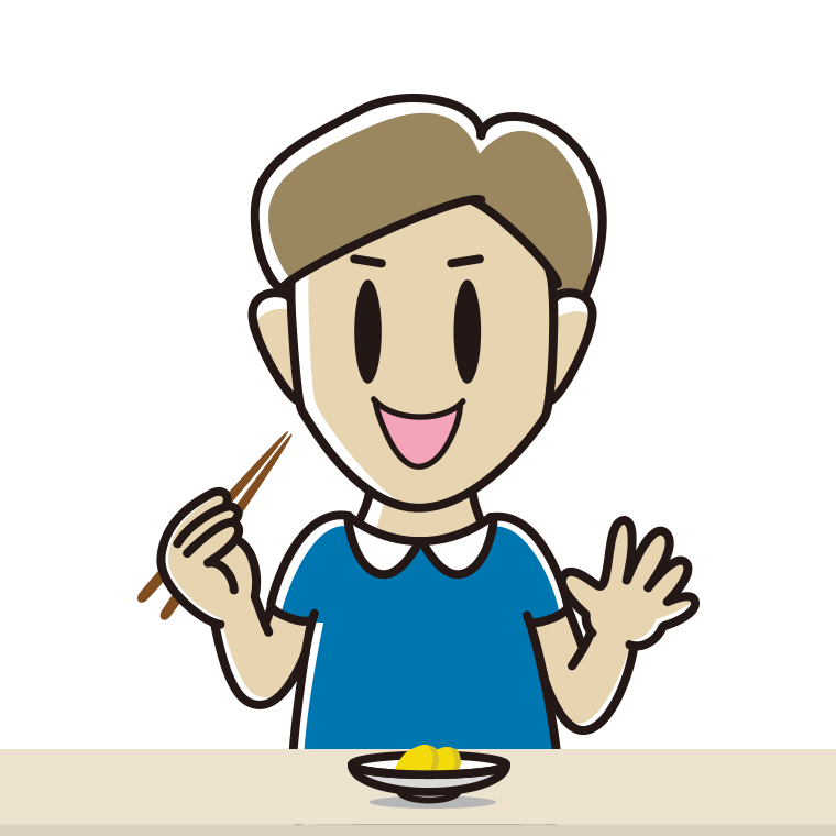 たくあんを食べる男性のイラスト【色あり、背景なし】透過PNG