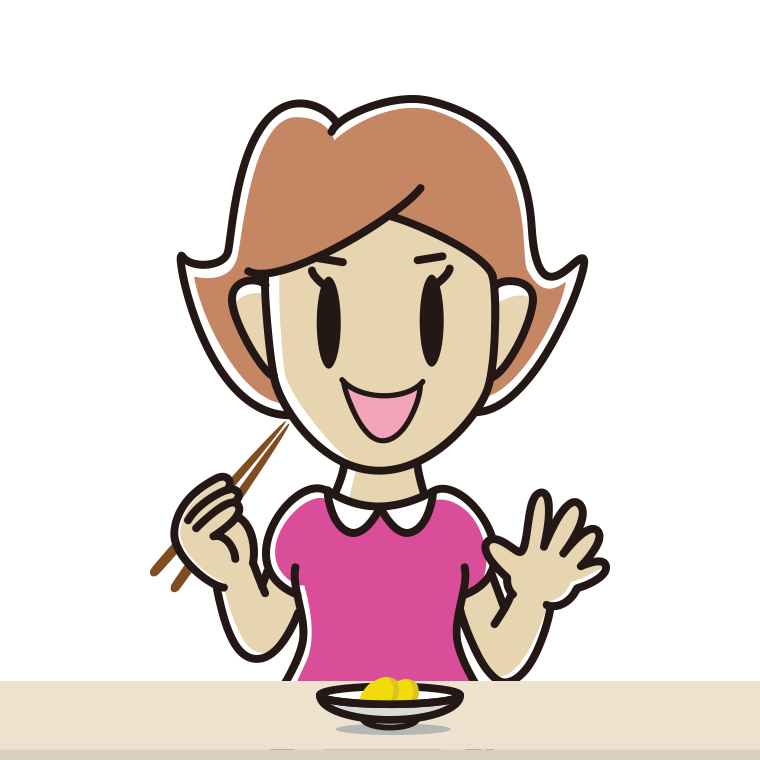 たくあんを食べる女性のイラスト【色あり、背景なし】透過PNG
