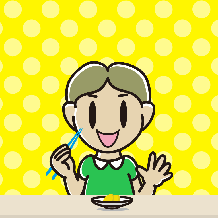 たくあんを食べる小学生男子のイラスト【色、背景あり】PNG
