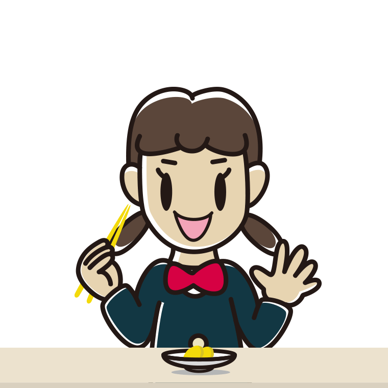 たくあんを食べる女子中学生のイラスト【色あり、背景なし】透過PNG