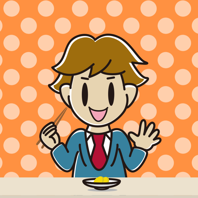 たくあんを食べる男子高校生のイラスト【色、背景あり】PNG
