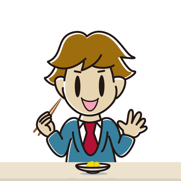 たくあんを食べる男子高校生のイラスト【色あり、背景なし】透過PNG