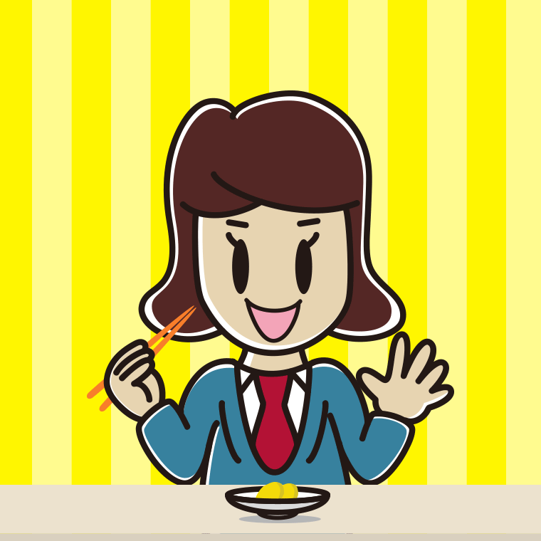 たくあんを食べる女子高校生のイラスト【色、背景あり】PNG