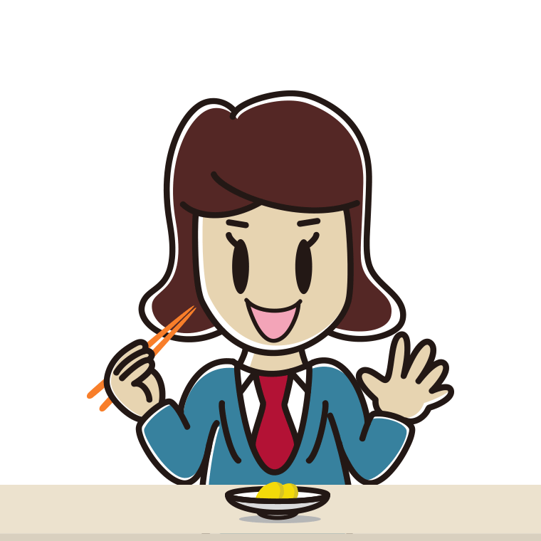 たくあんを食べる女子高校生のイラスト【色あり、背景なし】透過PNG