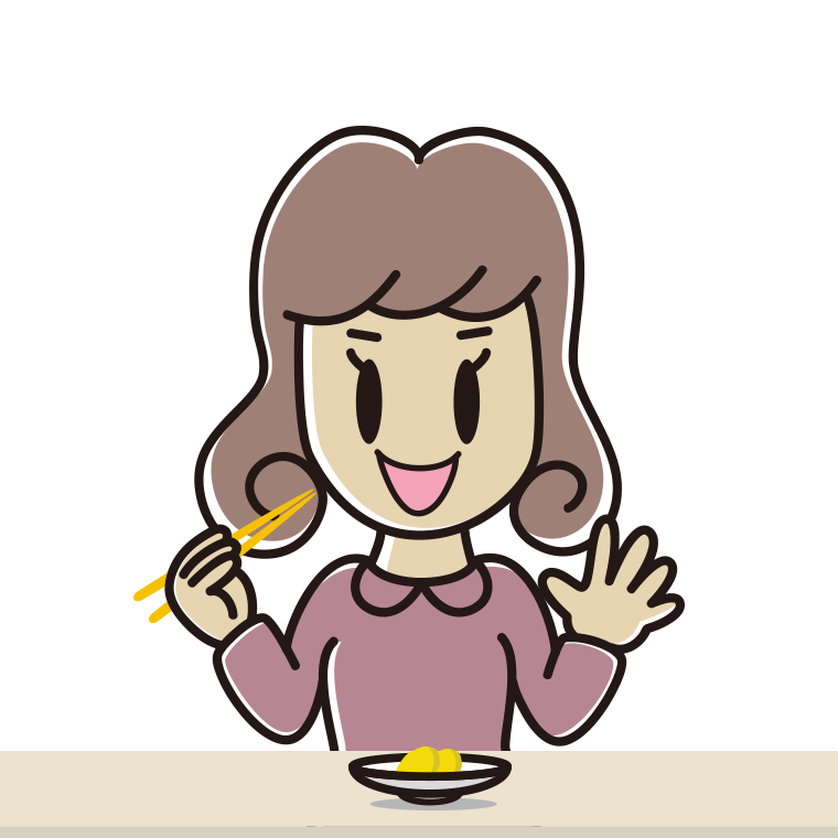 たくあんを食べる女子大学生のイラスト【色あり、背景なし】透過PNG