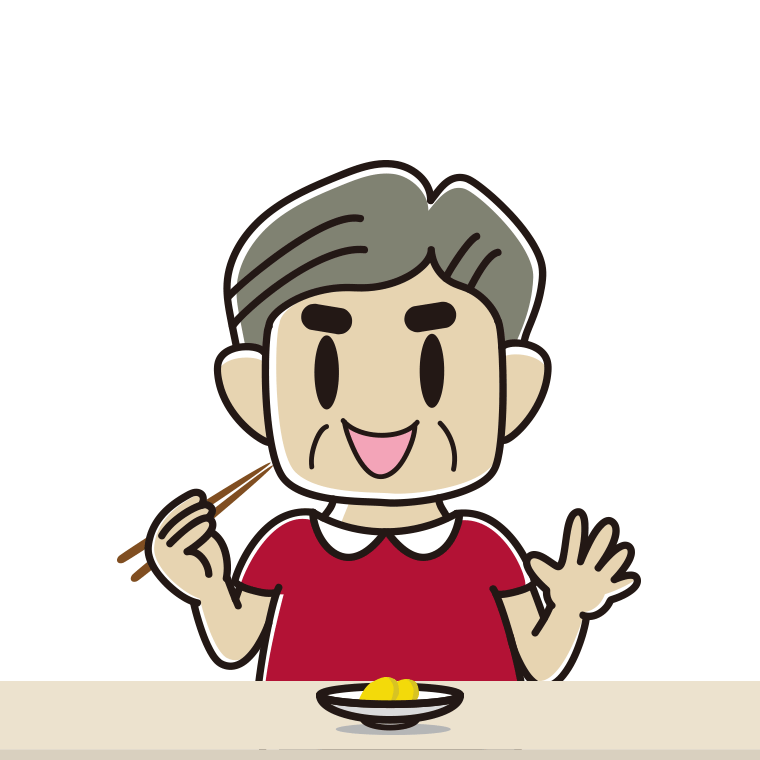 たくあんを食べるおじさんのイラスト【色あり、背景なし】透過PNG