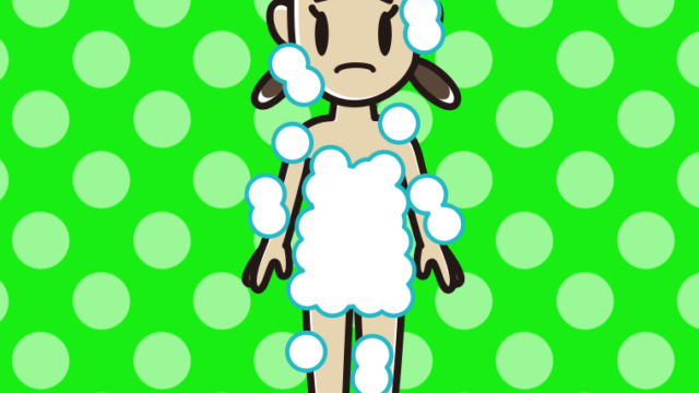 困る泡だらけの女子中学生のイラスト【色、背景あり】PNG