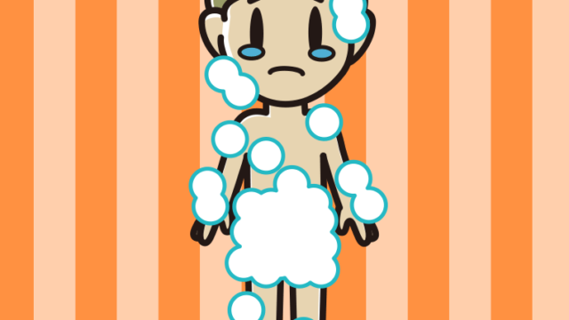 泣く泡だらけの小学生男子のイラスト【色、背景あり】PNG