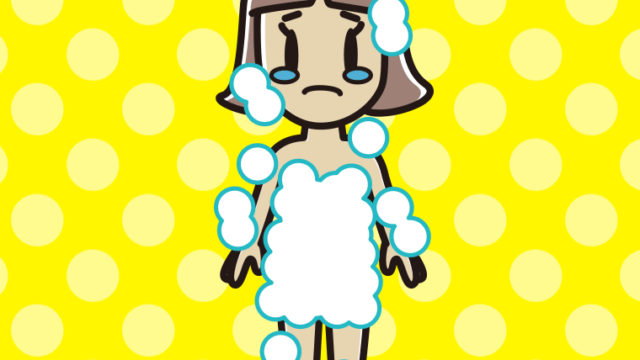 泣く泡だらけの小学生女子のイラスト【色、背景あり】PNG