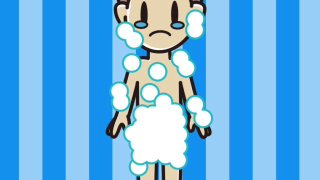 泣く泡だらけの男子中学生のイラスト【色、背景あり】PNG