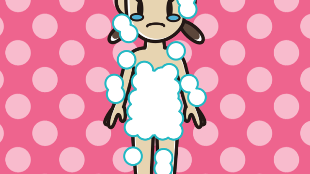 泣く泡だらけの女子中学生のイラスト【色、背景あり】PNG