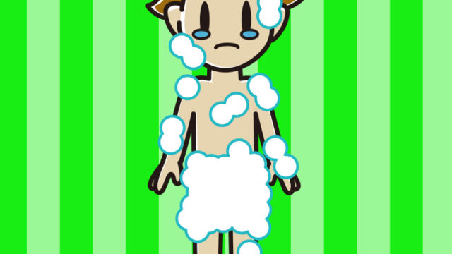 泣く泡だらけの男子高校生のイラスト【色、背景あり】PNG