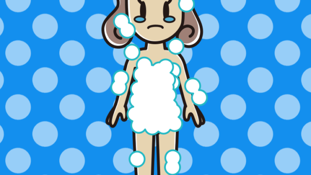 泣く泡だらけの女子大学生のイラスト【色、背景あり】PNG