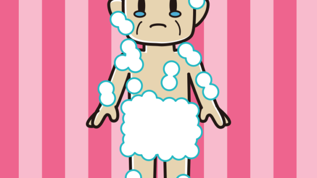 泣く泡だらけのおじさんのイラスト【色、背景あり】PNG