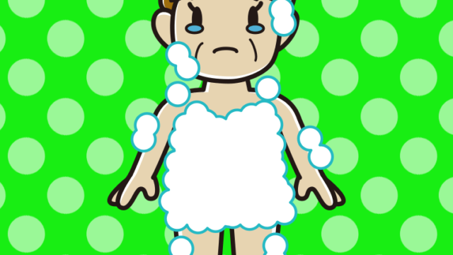 泣く泡だらけのおばさんのイラスト【色、背景あり】PNG