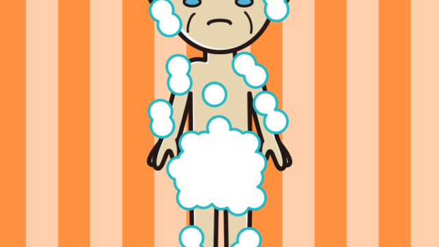 泣く泡だらけのおじいさんのイラスト【色、背景あり】PNG