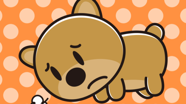 悲しそうなクマちゃんのイラスト【色、背景あり】PNG