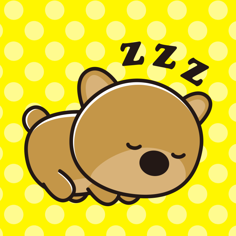 眠るクマちゃんのイラスト【色、背景あり】PNG