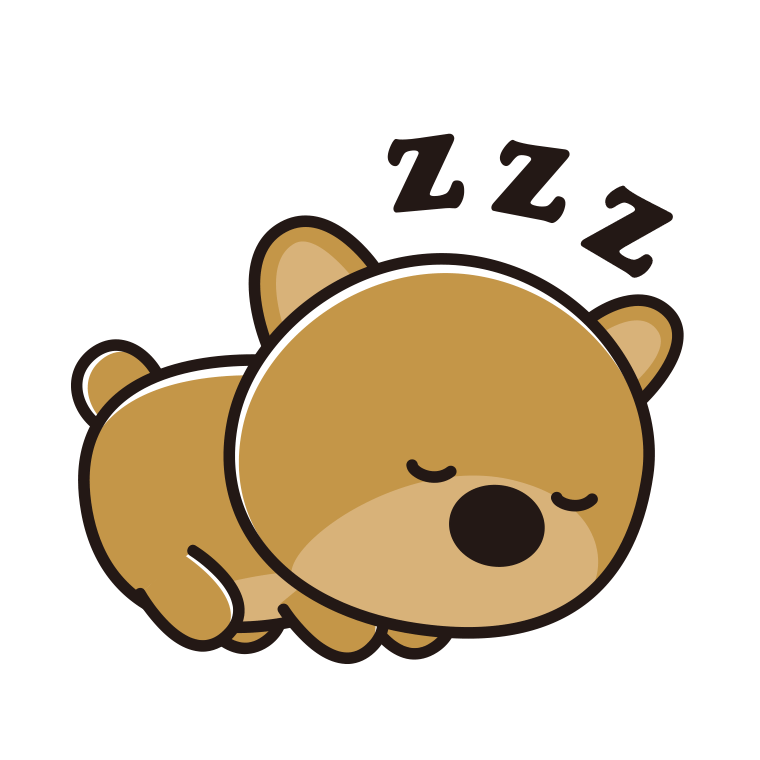 眠るクマちゃんのイラスト【色あり、背景なし】透過PNG