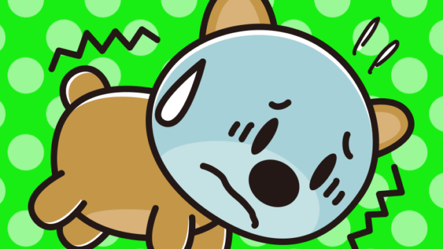 具合が悪いクマちゃんのイラスト【色、背景あり】PNG