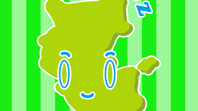 眠る和歌山ちゃんのイラスト【色、背景あり】PNG