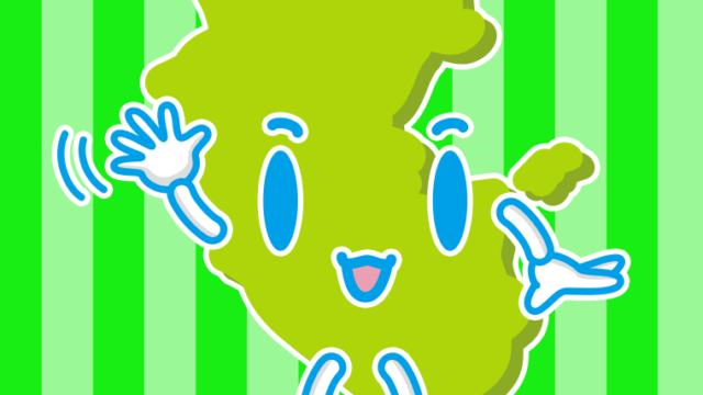 手を振る和歌山ちゃんのイラスト【色、背景あり】PNG