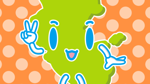 ピースをする和歌山ちゃんのイラスト【色、背景あり】PNG