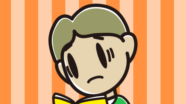 本を読んで困る小学生男子のイラスト【色、背景あり】PNG