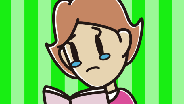 本を読んで泣く女性のイラスト【色、背景あり】PNG