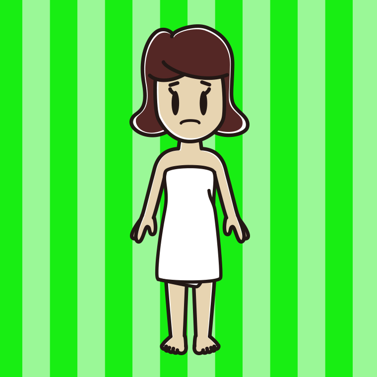 困るバスタオル姿の女子高校生のイラスト【色、背景あり】PNG