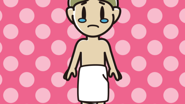 泣くバスタオル姿の小学生男子のイラスト【色、背景あり】PNG