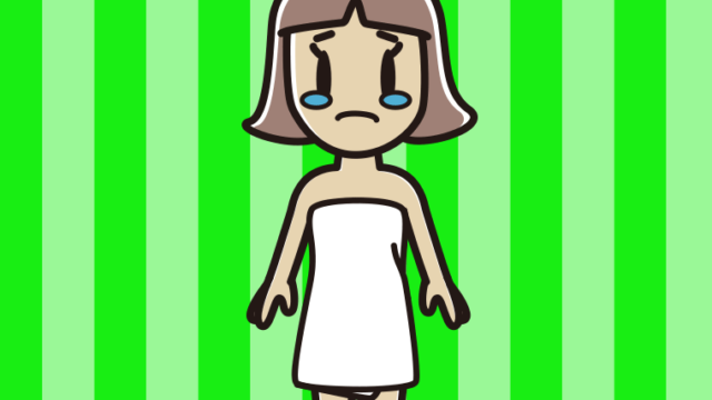 泣くバスタオル姿の小学生女子のイラスト【色、背景あり】PNG
