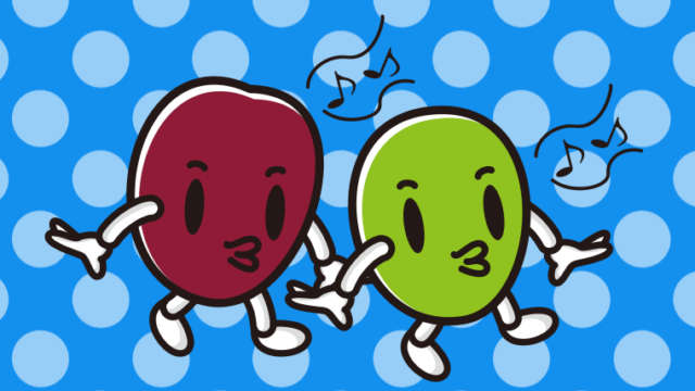 口笛を吹くオリーブちゃんのイラスト【色、背景あり】PNG