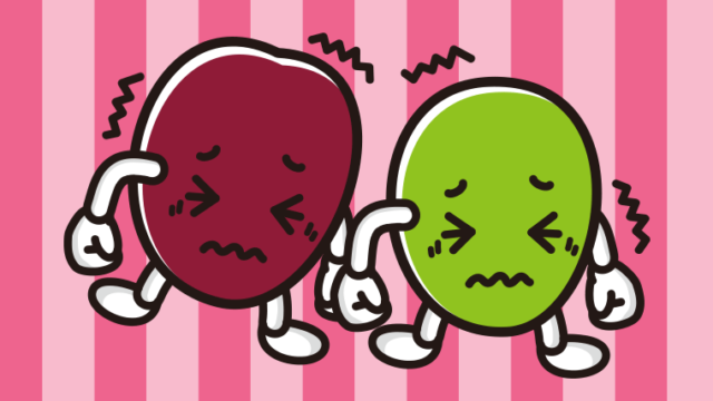 ブルブル震えるオリーブちゃんのイラスト【色、背景あり】PNG