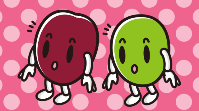 何かに気付くオリーブちゃんのイラスト【色、背景あり】PNG